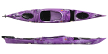 Purple Camo Calypso Ocean Kayak top and side view