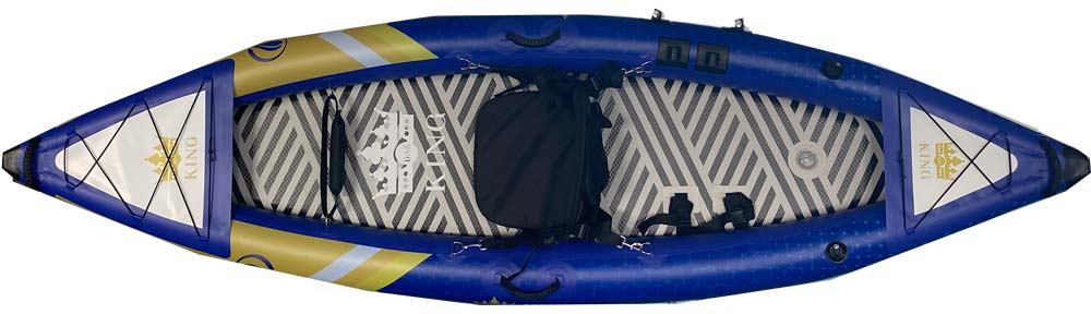 Inflatable kayak in blue and yellow
